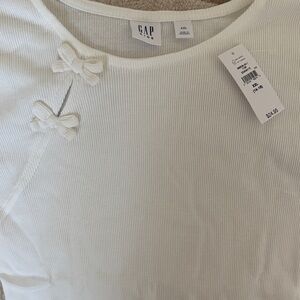 GAP Kids White Ribbed Tunic with Shoulder Bow Accents NWT 14/16